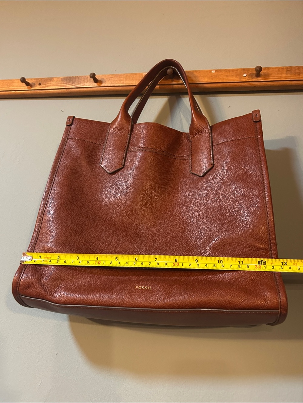 Fossil Cognac Leather Tote with Dual Handles - Picture 13 of 16